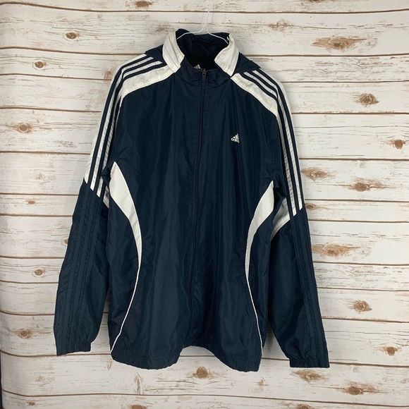 Adidas Hooded Jacket Black Zip Front Sz XL - Picture 3 of 9